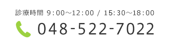 診療時間 9：00～12：00 / 14：30～18：30 048-522-7022
