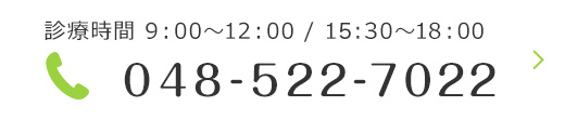 診療時間 9：00～12：00 / 14：30～18：30 048-522-7022